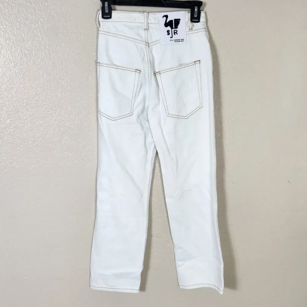 NWT Sandrine Rose X Free People White Straight Leg Jeans Size 24